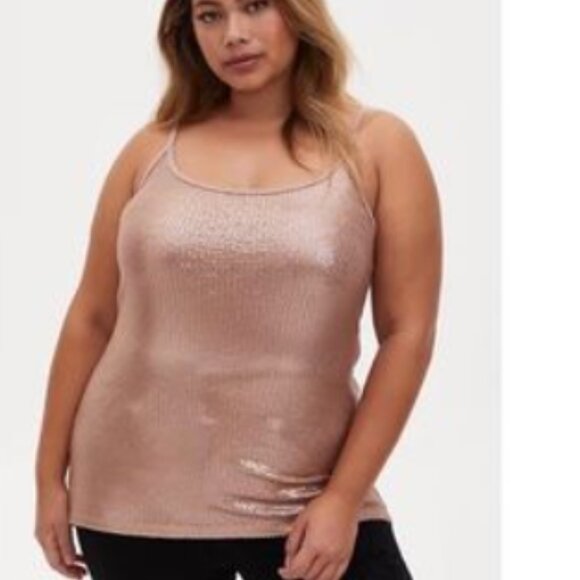 Torrid Rose Gold Shimmer Metallic sequined  Camisole Tank Top - Picture 9 of 9